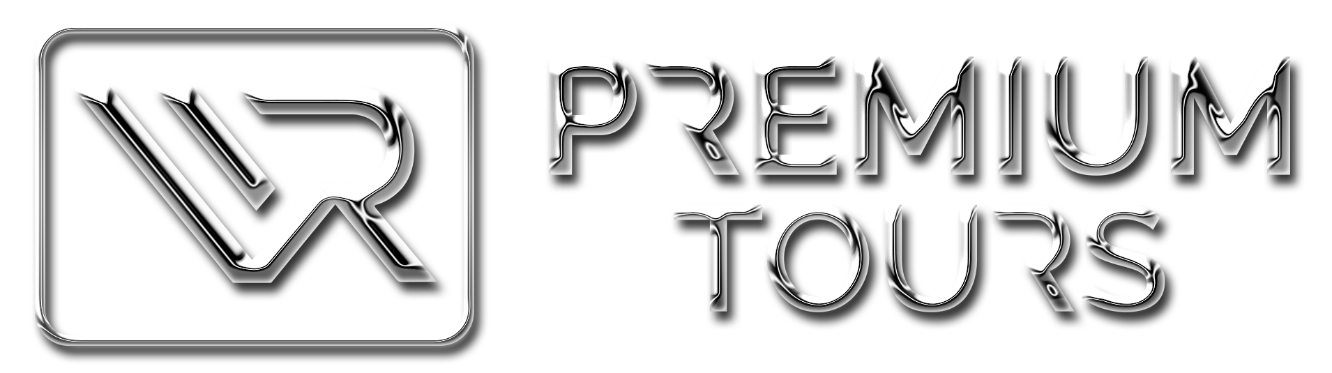 Logo VR Premium Tours en Acabado Cromo